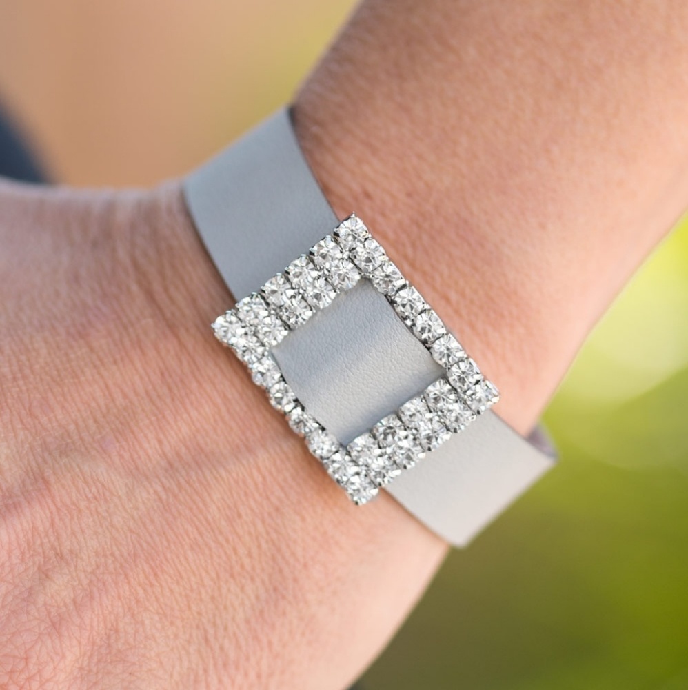 "Diamond Diva" - Gray Rhinestone Wrap Bracelet